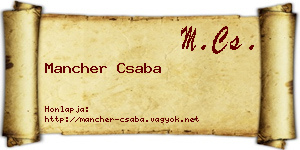 Mancher Csaba névjegykártya