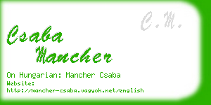 csaba mancher business card